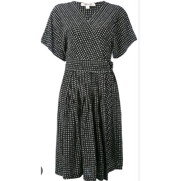Diane von furstenberg polka dot silk wrap dress Size 0 - Picture 2 of 14